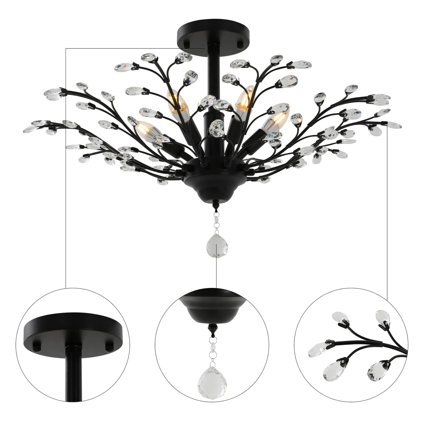 Vintage Crystal Chandelier Pendant Light for Living Rooms Entrances