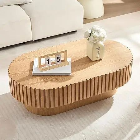 Modern Lift Top Coffee Table with Hidden Storage Oval Design 47.2"