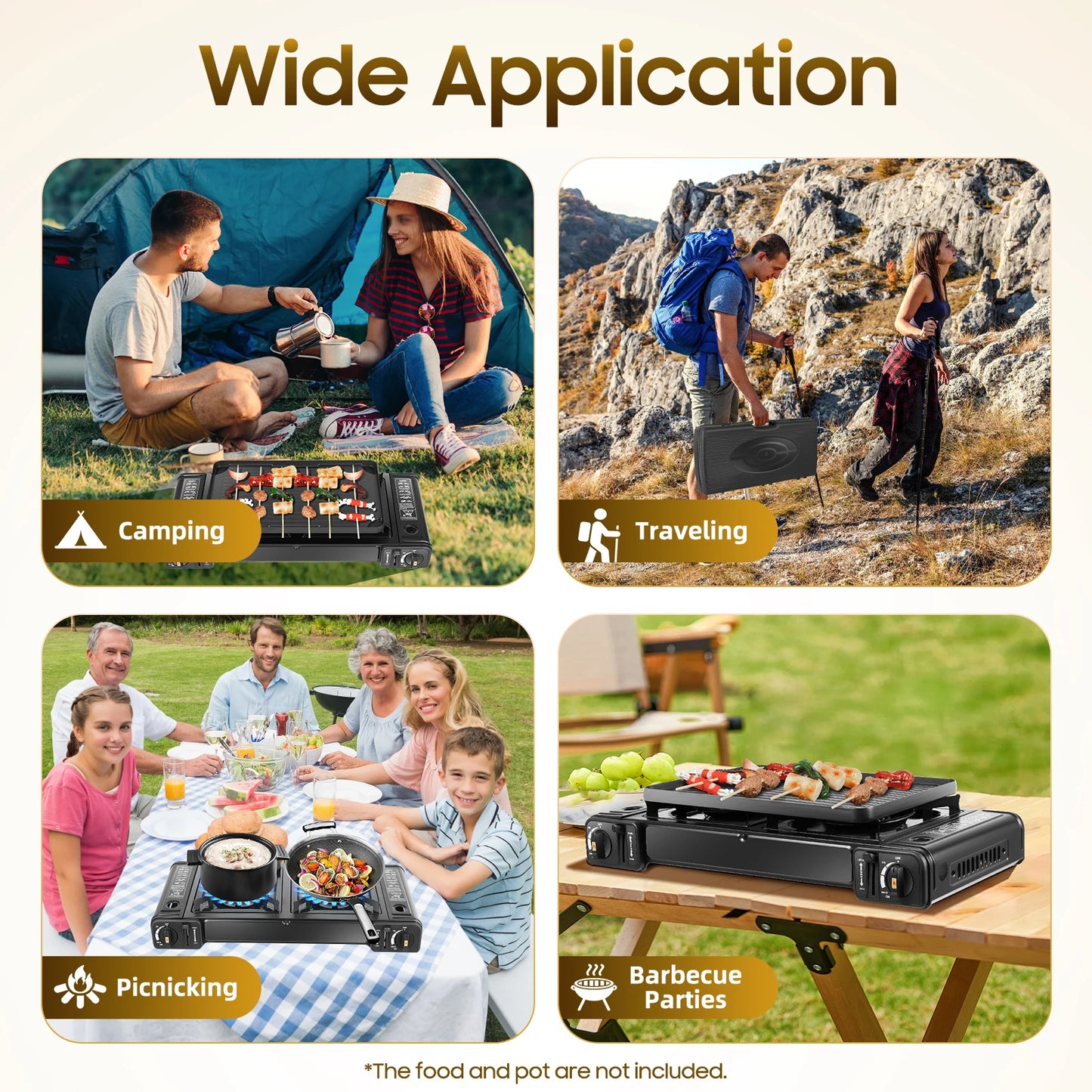 Ljustra 2in1 Portable Camping Stove Butane Burner Kit with Baking Pan