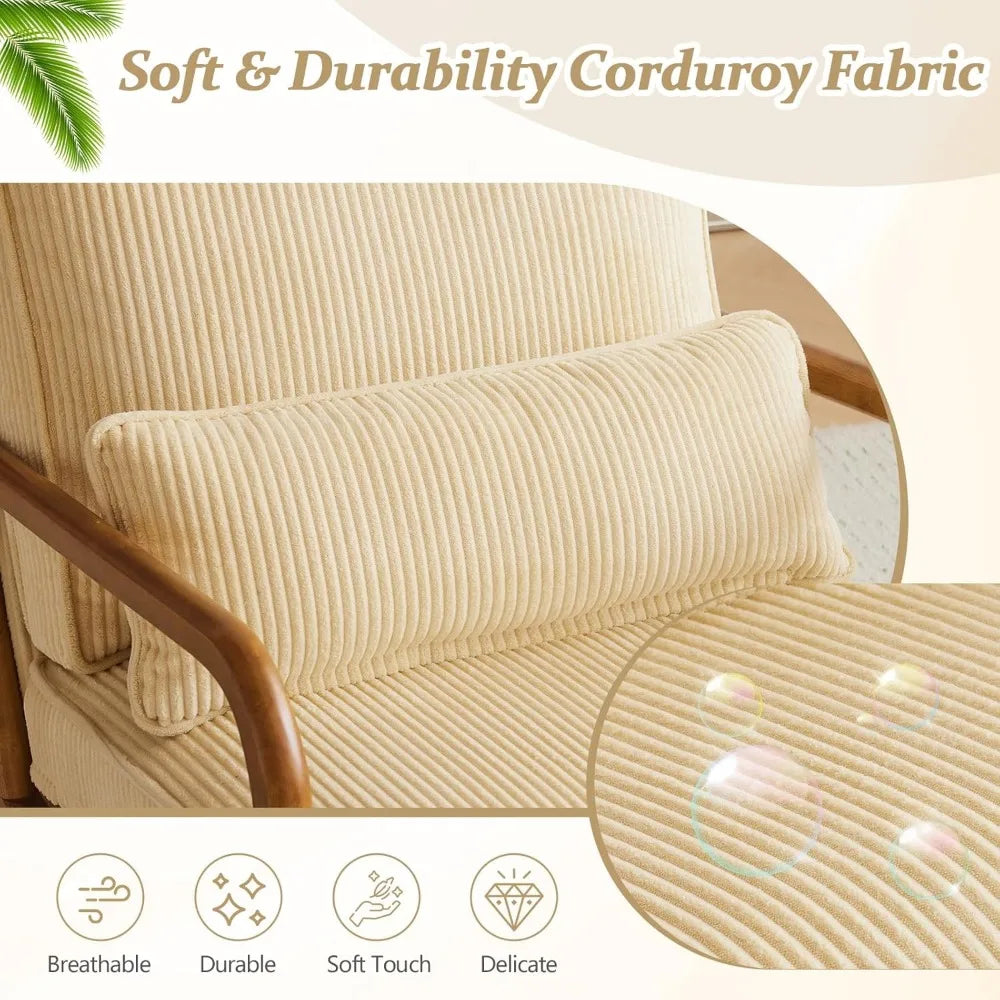 Upgraded Premium Corduroy Accent Chair Comfy Reading Chair Mid Century