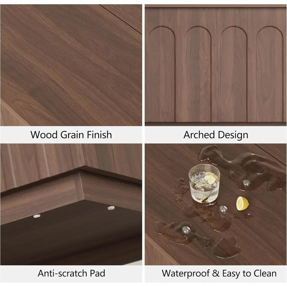 Lift Top Coffee Table Modern Storage Walnut Arched Design 31.5 Inch