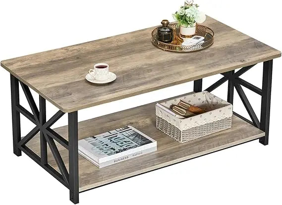 Coffee Table Round Corners Storage Shelf Minimalist Living Room 39 Inch