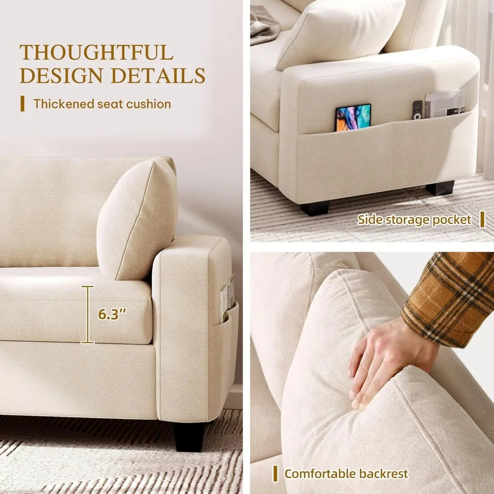 Ljustra 80 Inch Comfy Upholstered Sofa Couch Modern Loveseat Sleeper