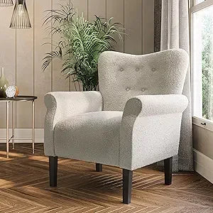 Modern Wingback Accent Chair High Back Floral Upholstered Armchair