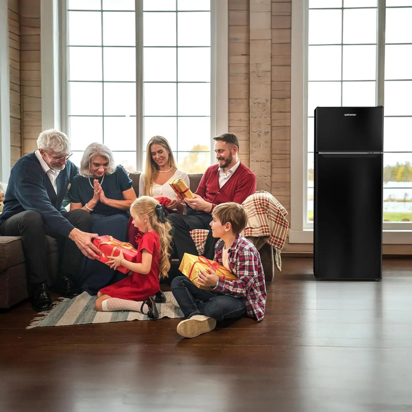 Ljustra 7.7 Cu.Ft Double Door Refrigerator with Freezer Adjustable Thermostat