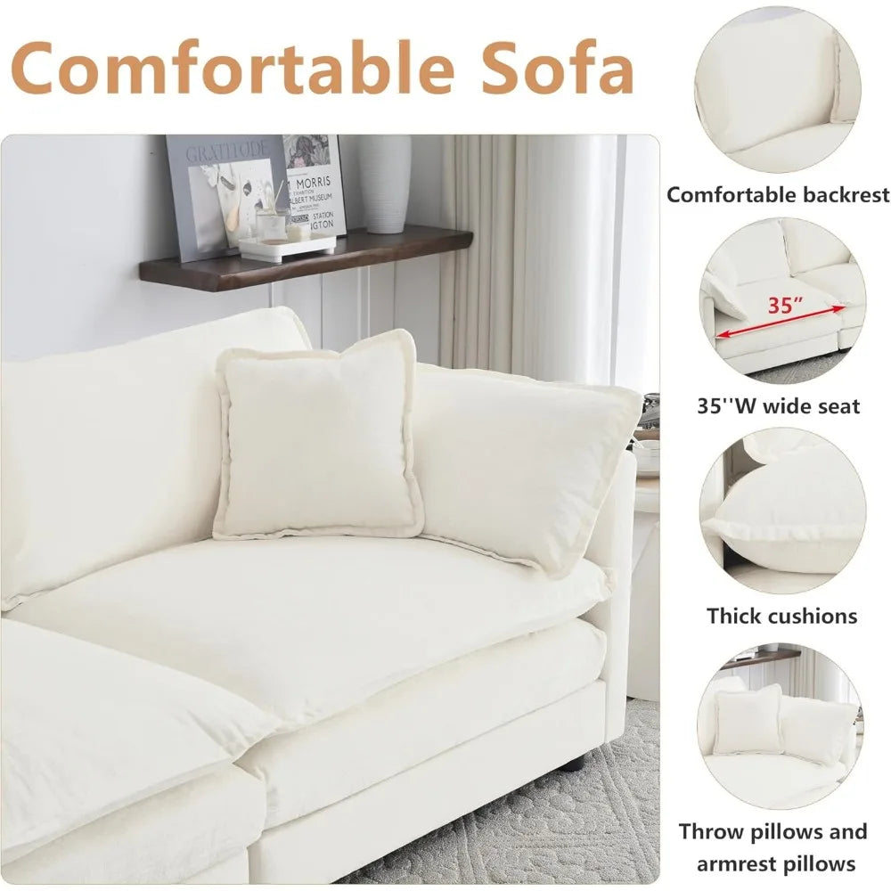 Modular Sectional Sofa 146.5 Inch L Shaped Couch 4-Seater Living Room