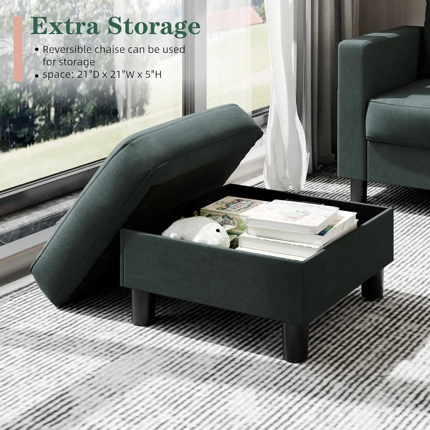Ljustra Sectional Sofa with Storage L Shaped Couch for Small Spaces