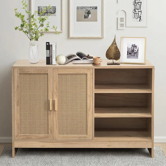 51 Inch Rattan Buffet Cabinet Modern Accent Sideboard Storage Display