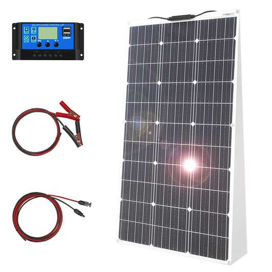 100W 12V Flexible Solar Panel Kit Monocrystalline Waterproof RV Camping
