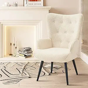 Grey Velvet Accent Chair Wingback Modern Living Room Furniture