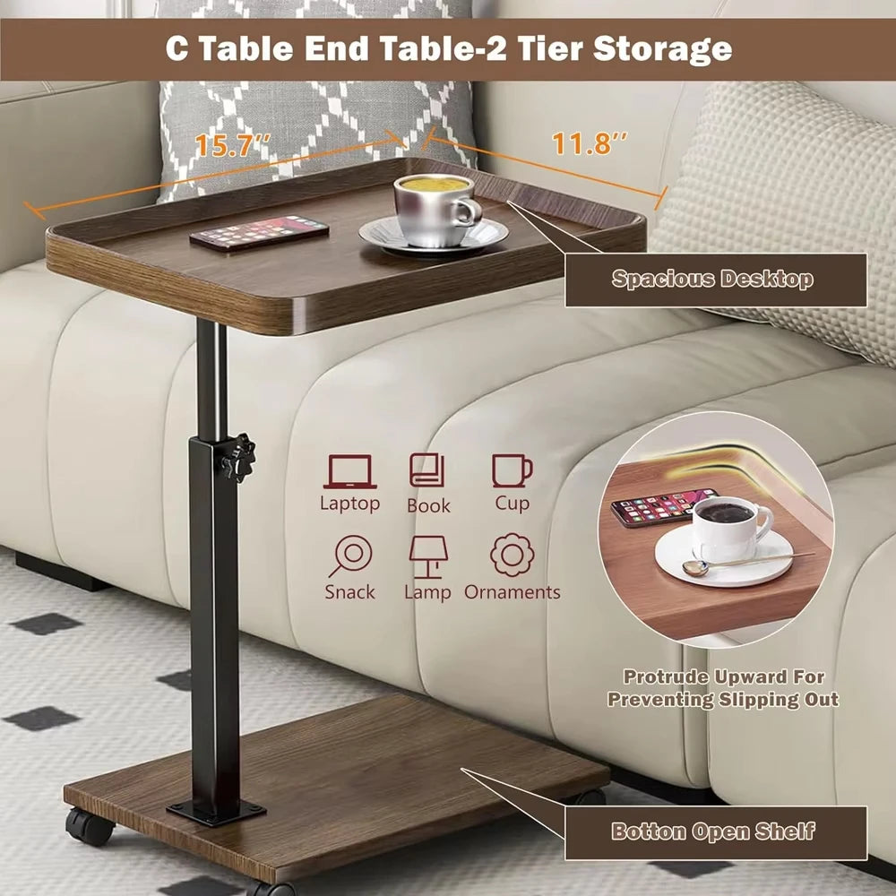 Ljustra 360° Rotatable Laptop Desk Adjustable Rolling Cart Sofa Tray Table