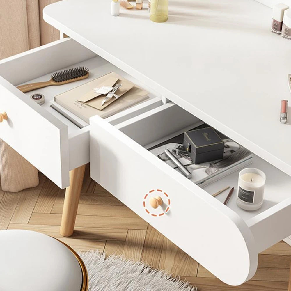 Luxury Vanity Makeup Table with Mirror Compact Organizer for Storage