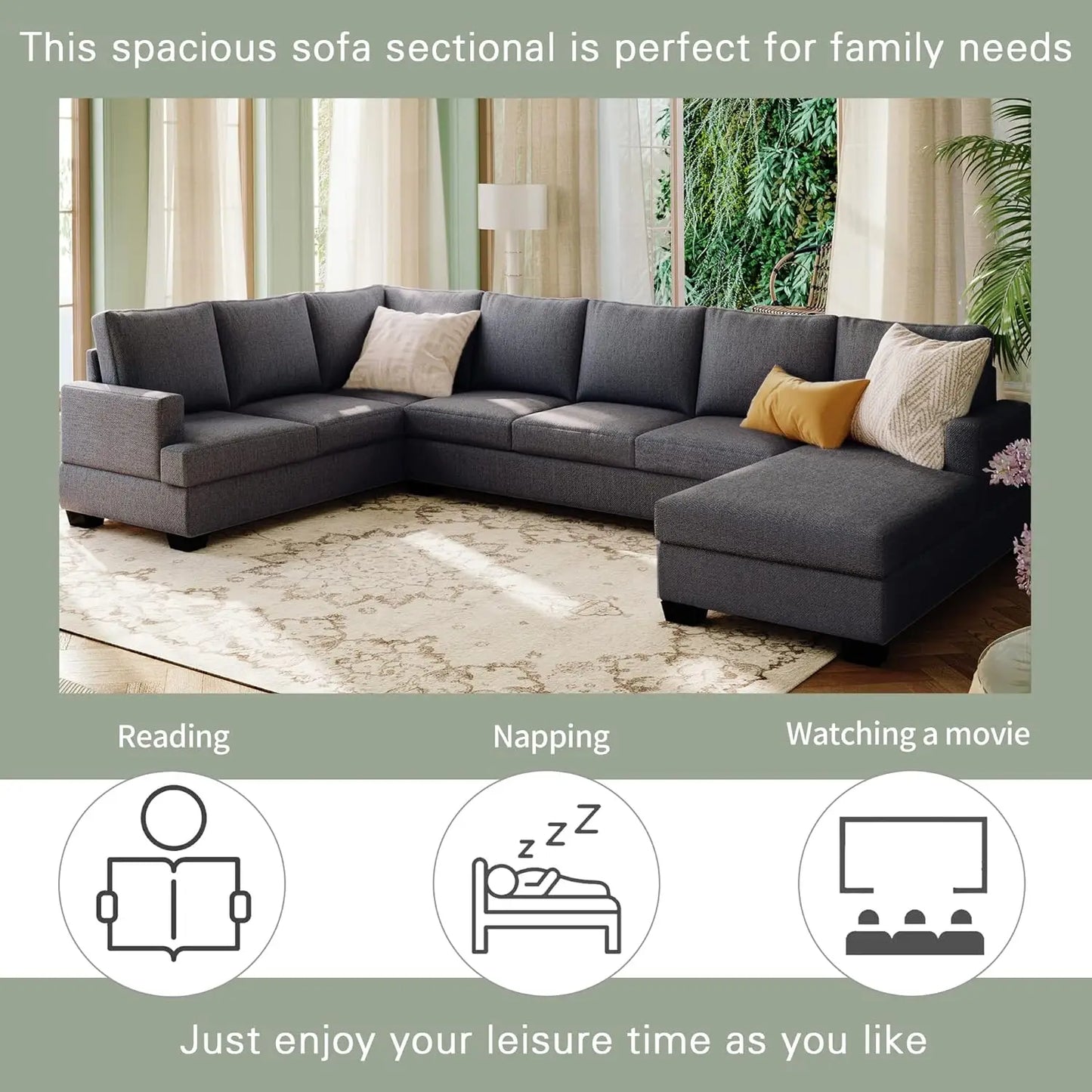Ljustra Modular Sectional Sofa Set with Storage Ottoman and Pillows