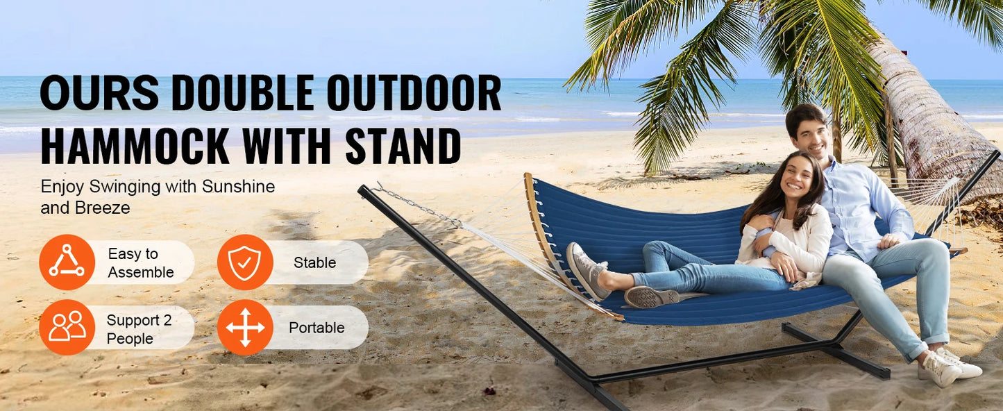 Ljustra Double Hammock with Stand Pillow Portable Outdoor Relaxation