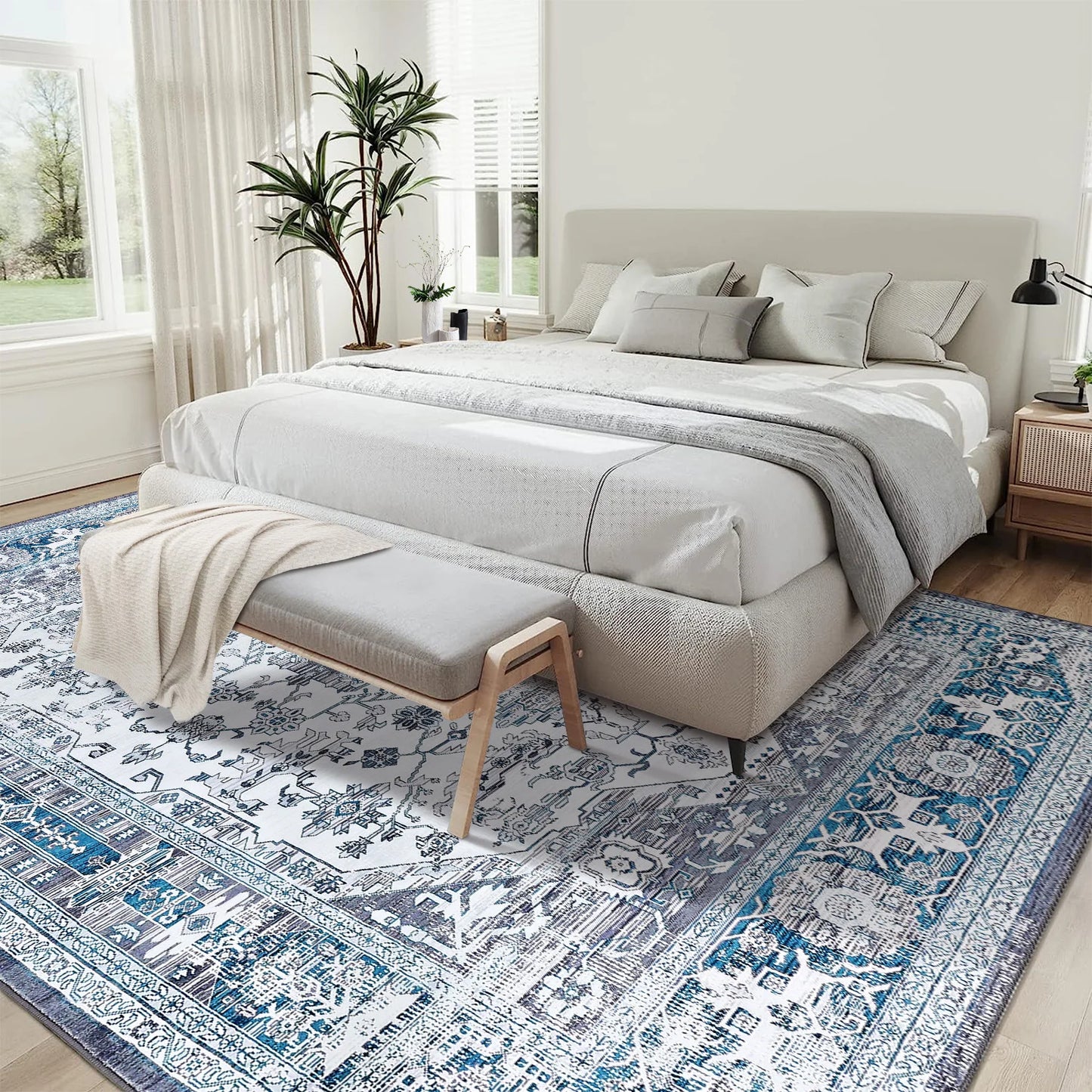 Ljustra Area Rug 122x183cm Washable Boho Entryway Doormat Vintage Carpet