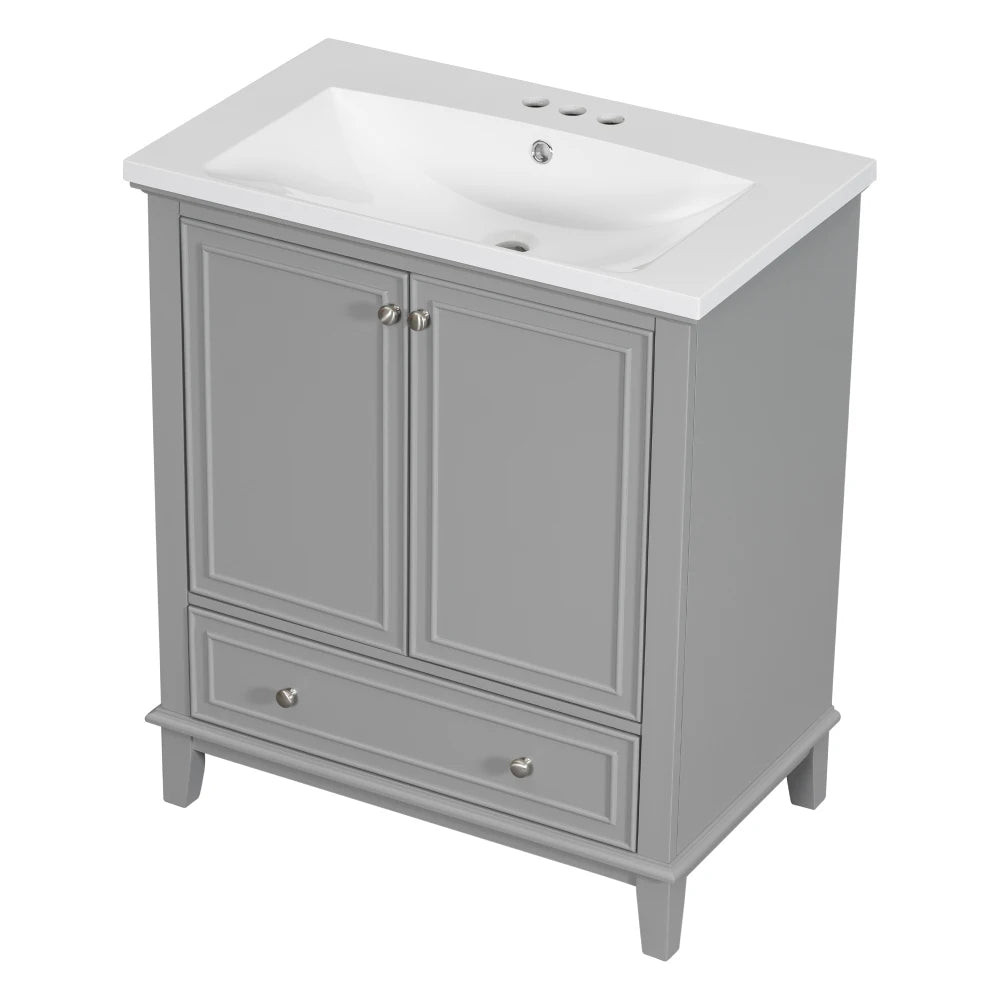 30 Bathroom Vanity Sink Combo Solid Wood MDF Cabinet Storage Modern