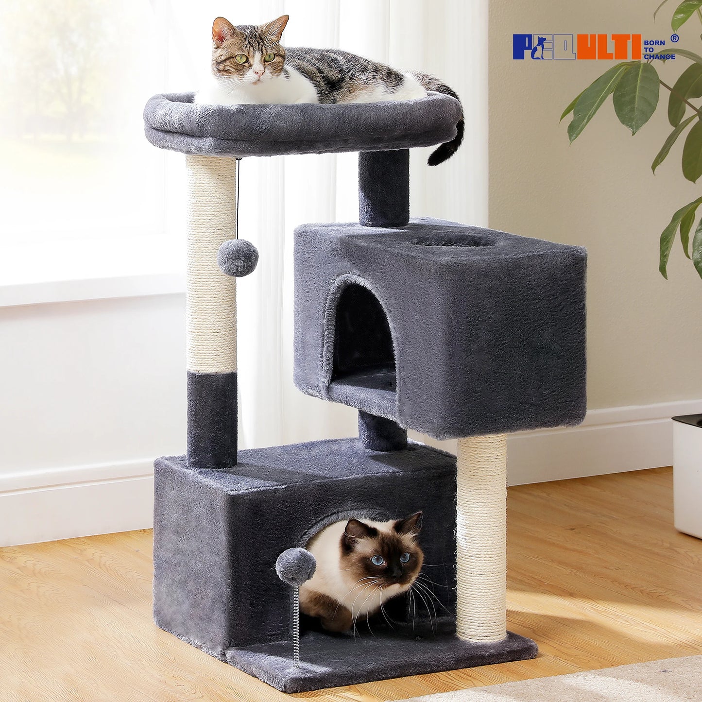 82cm Cat Tree Tower Detachable Perch Double Condo Indoor Cats