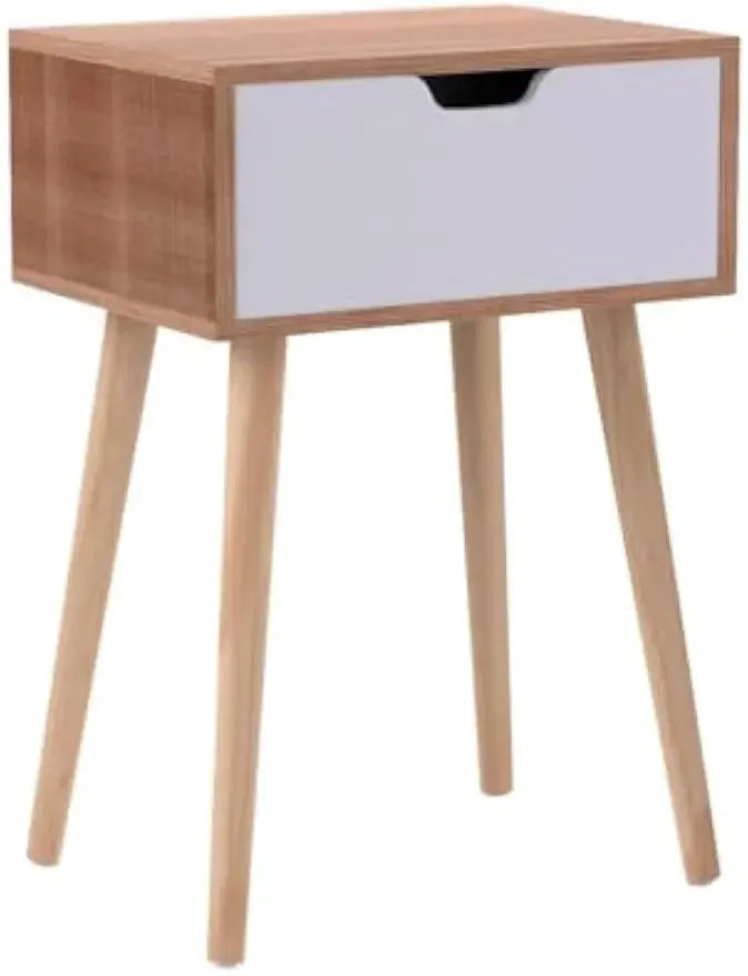 Modern Wood Nightstand Set of 2 Bedside Table with Drawer for Bedroom