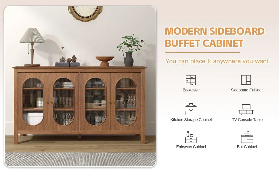 Ljustra Sideboard with Acrylic Doors Coffee Bar Cabinet for Living Room