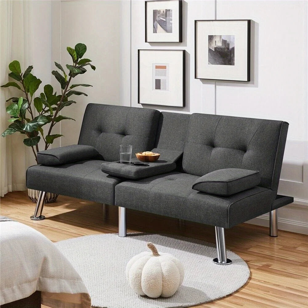 Ljustra Modern Fabric Convertible Futon Sofa Bed for Small Spaces