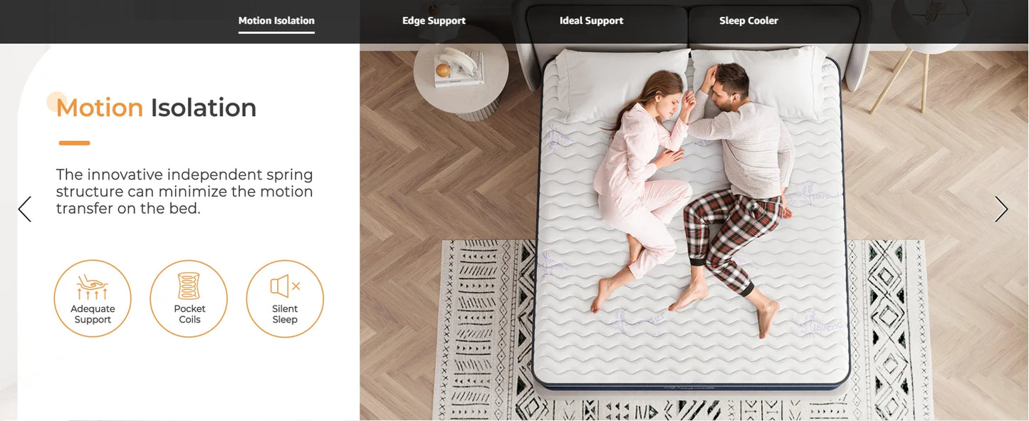 Ljustra 10 Inch Medium Firm Hybrid Mattress Bed in a Box Memory Foam