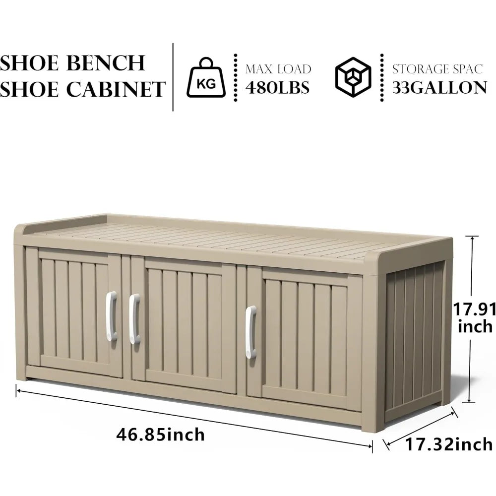Waterproof Resin Shoe Bench Industrial Storage Adjustable Shelves