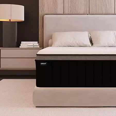 Ljustra 14 Inch Queen Hybrid Mattress Memory Foam Pillow Top Medium Firm