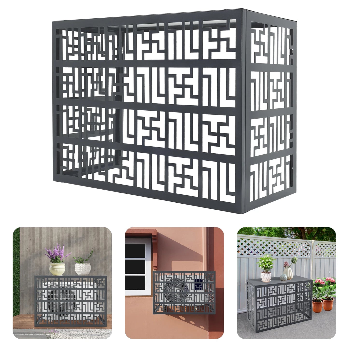 Freestanding Air Conditioner Fence Privacy Screen with Planter Box Outdoor