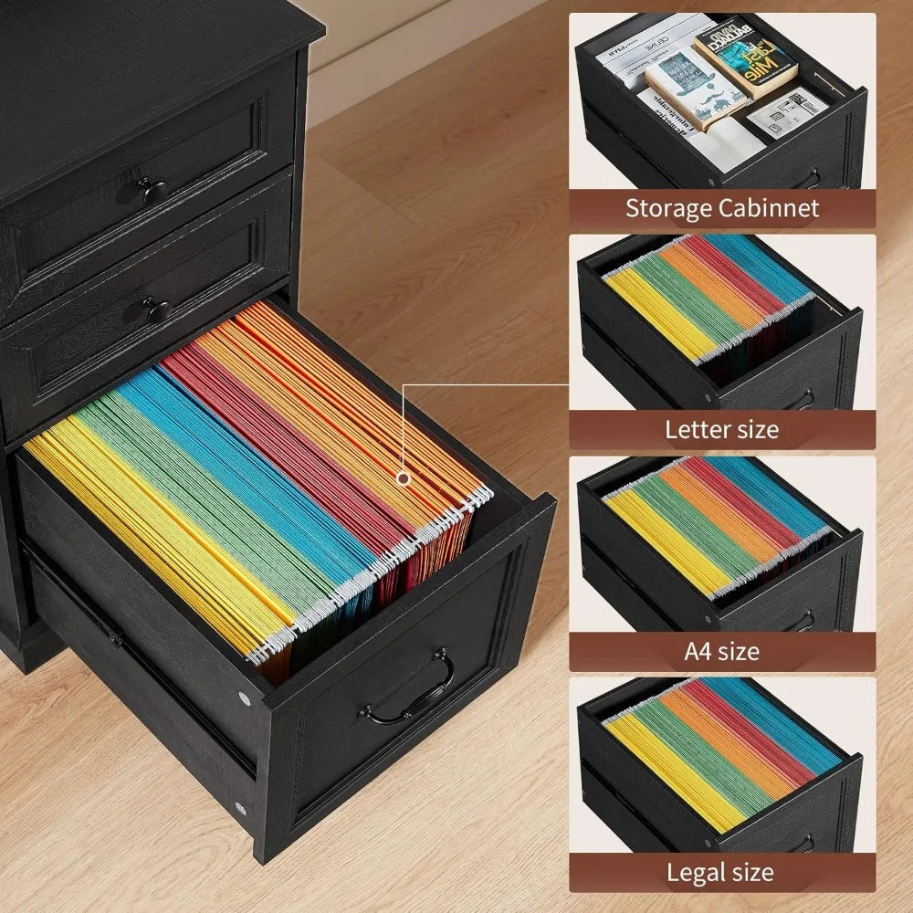 Farmhouse Executive Desk with Drawers LED Lights Power Outlet Storage