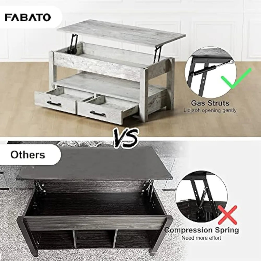 Lift Top Coffee Table with Hidden Storage Drawers Modern Minimalist