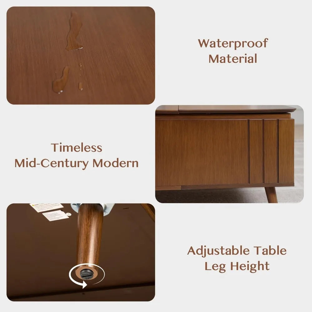 Lift Top Coffee Table Storage Mid Century Modern Living Room Furniture