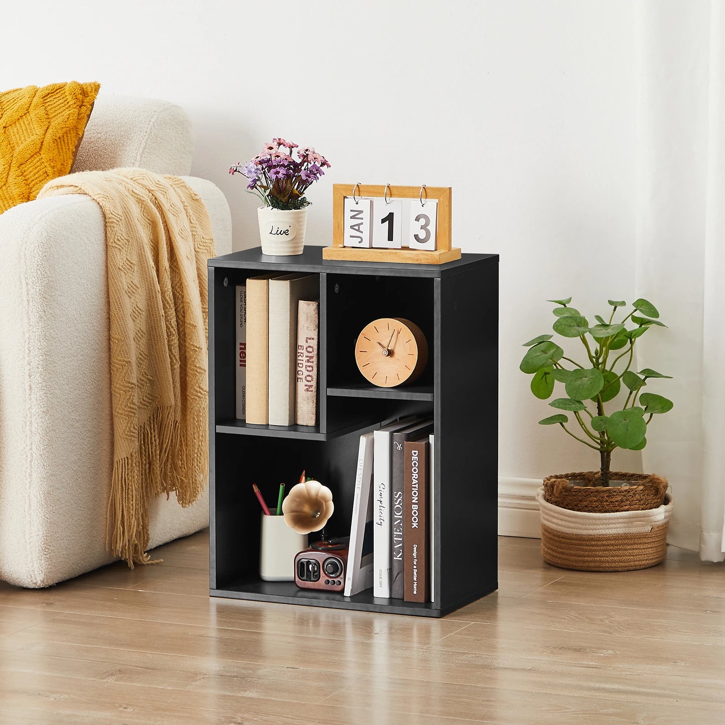 Ljustra Modern 3-Cube Bookshelf Minimalist Storage Organizer
