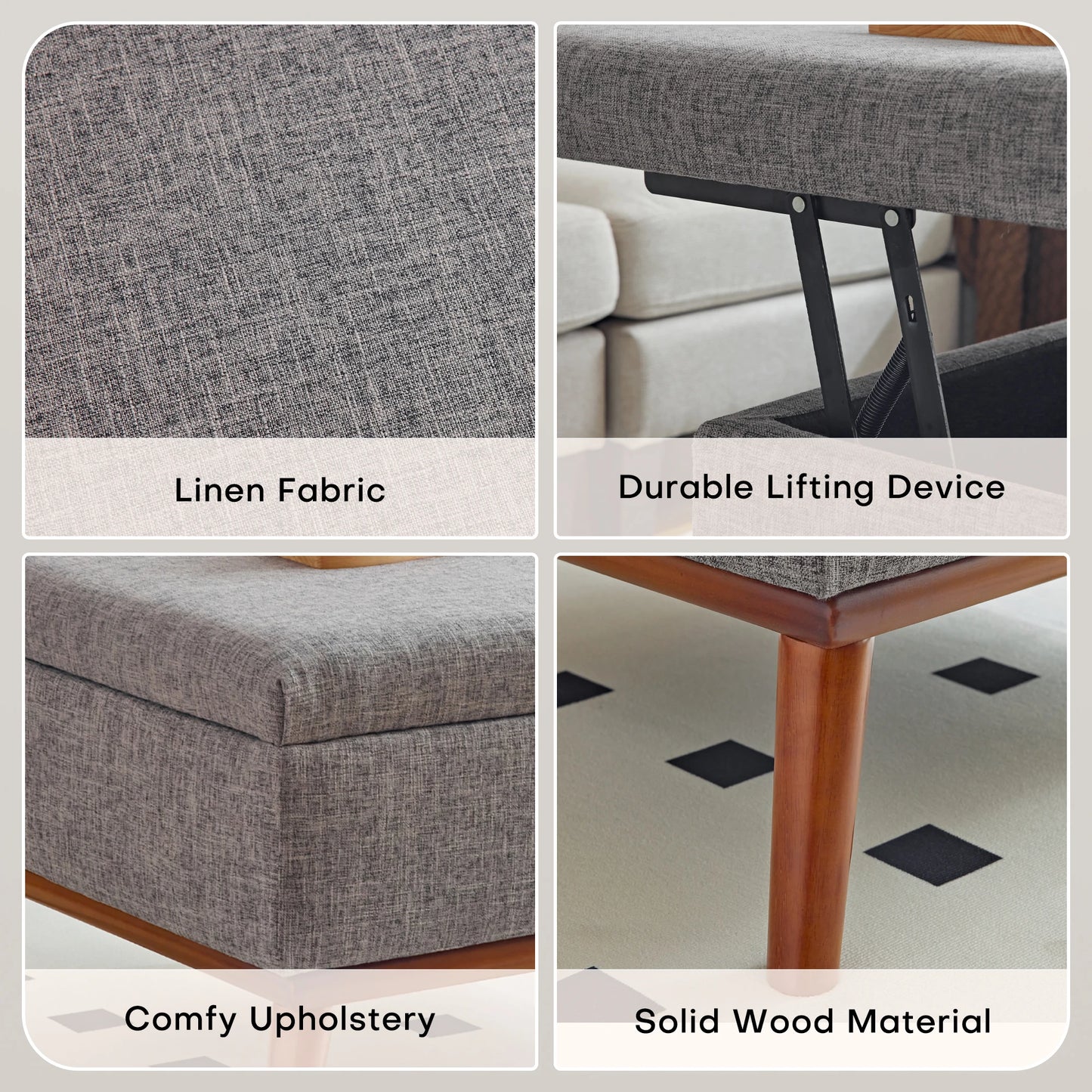 Large Storage Ottoman Coffee Table Lift Top Modern Living Room Furniture