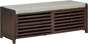 Entry Storage Bench with Cushioned Seat and 2 Drawers for Shoes