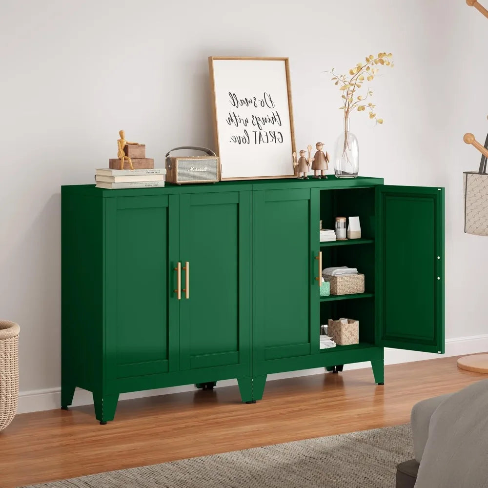 Green Sideboard Buffet Cabinet Steel Kitchen Pantry Storage Organizer