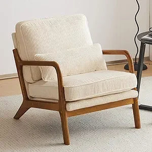 Upgraded Premium Corduroy Accent Chair Comfy Reading Chair Mid Century