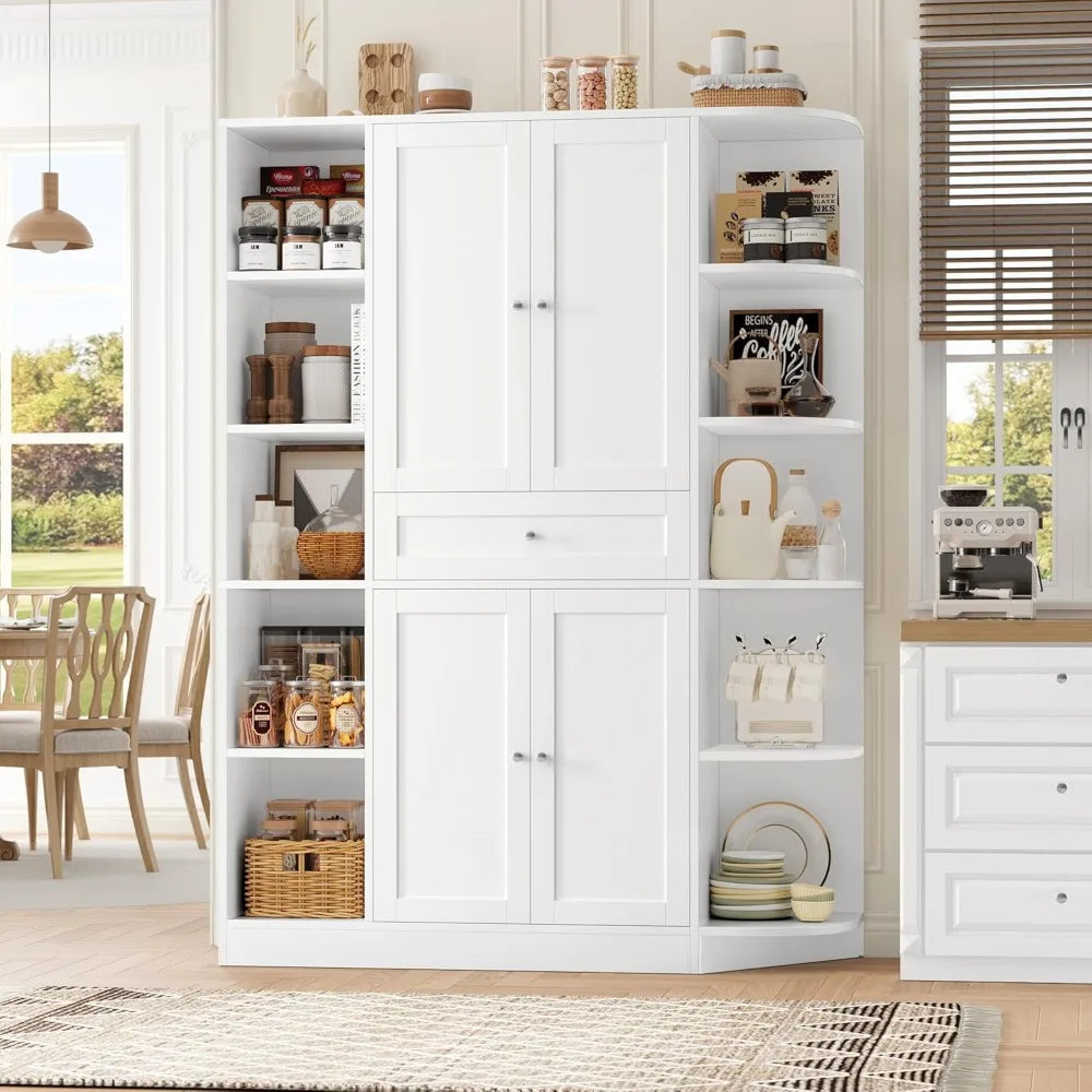 71 Inch Tall Pantry Cabinet Storage Buffet Sideboard with Drawer and Shelves