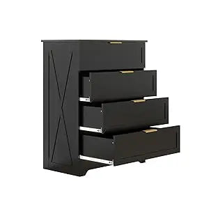 Tall Black Dresser with Large Drawers for Bedroom Closet Storage
