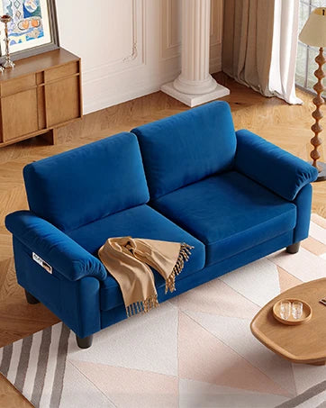 Modern 48" Linen Loveseat Sofa 2-Seater Couch with Pillow for Small Spaces Apartment