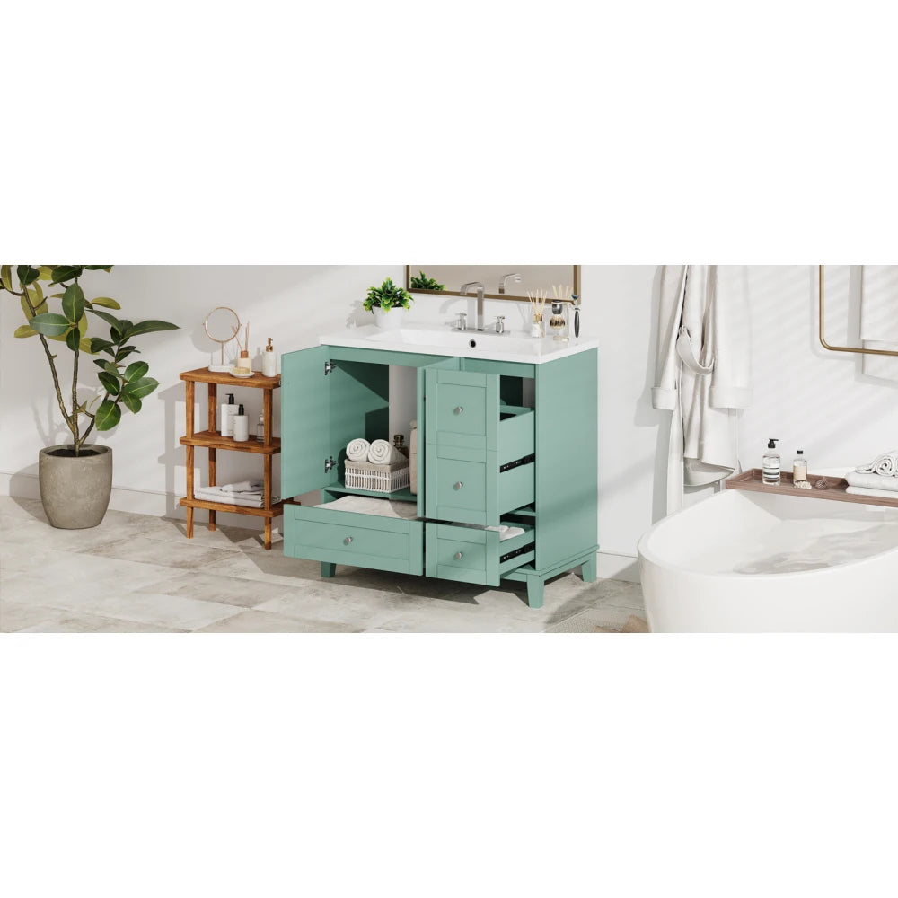 36 Inch Modern Bathroom Vanity with USB Charging and Ample Storage