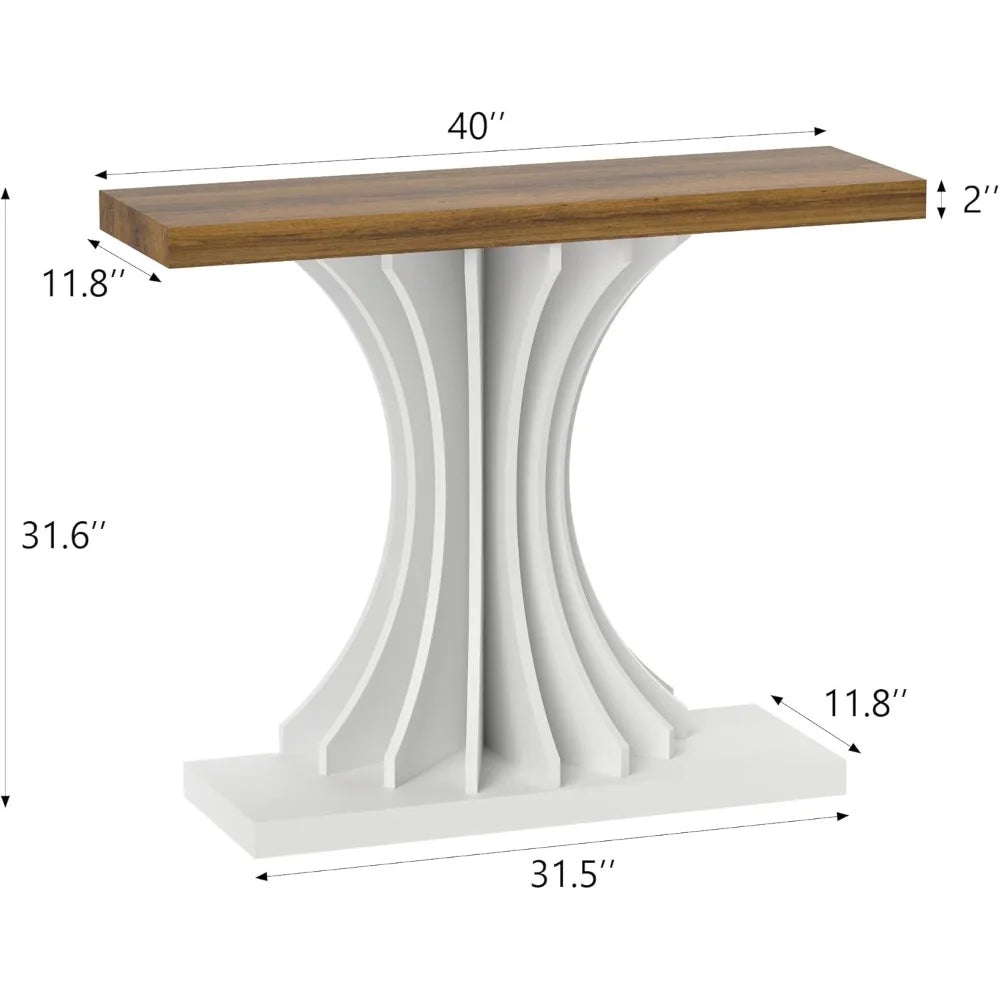 Modern 40 Inch Console Table with Flower-Shaped Support for Entryway