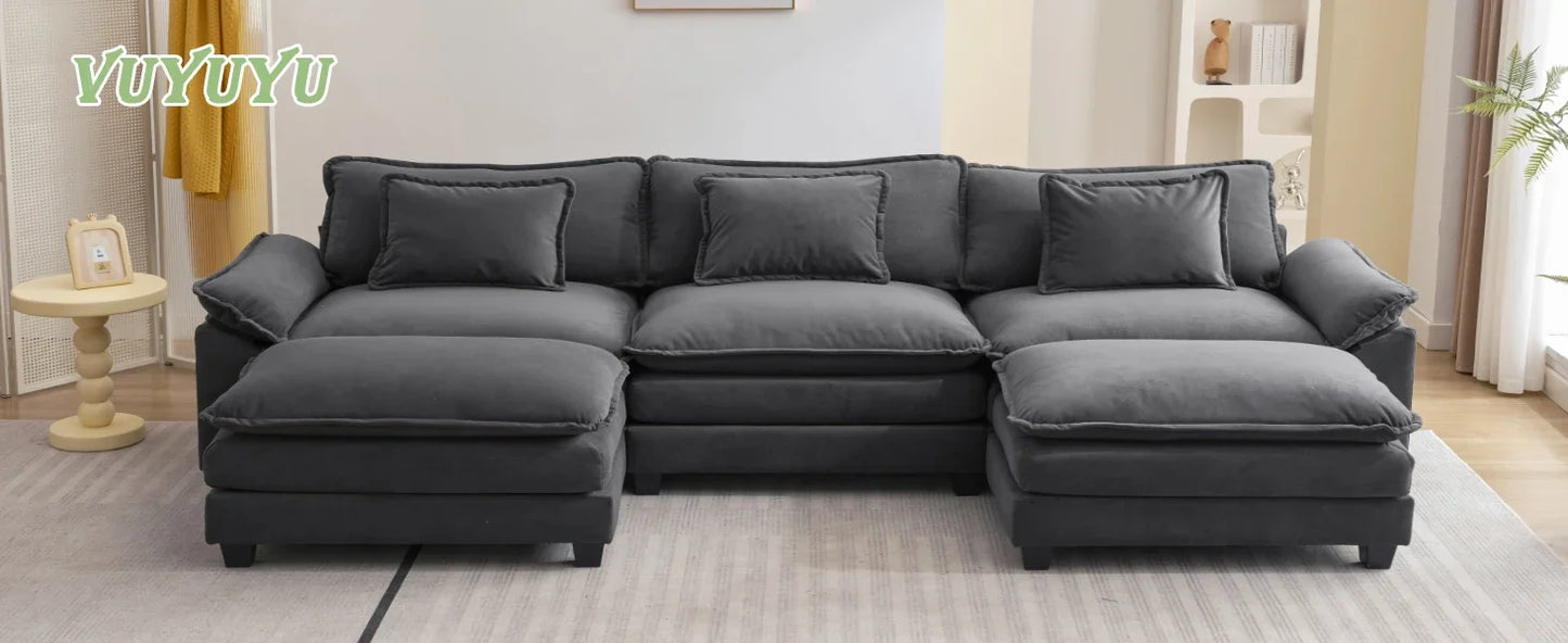 Ljustra Comfy Cloud Sectional Sofa with Pillows for Living Room