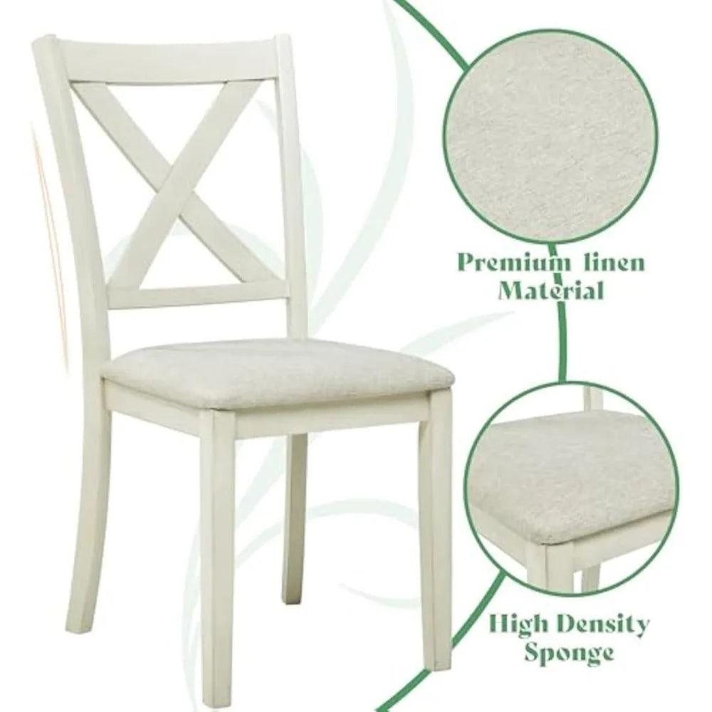 7-Piece Rustic Farmhouse Solid Wood Dining Table Set with 6 Chairs