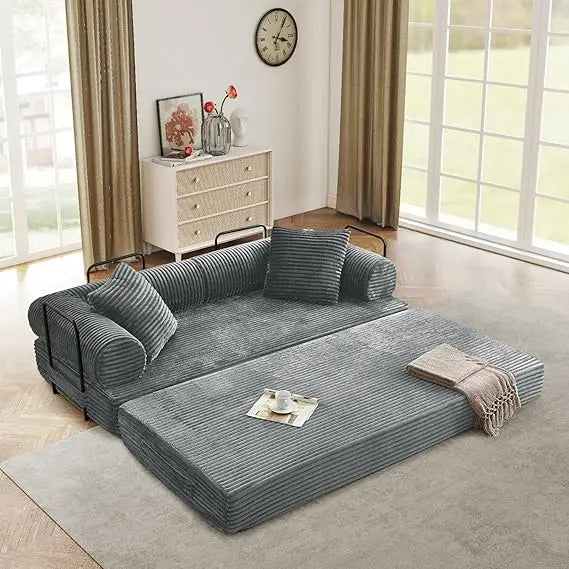 Ljustra Modular Convertible Sofa Bed Plush Corduroy King Size