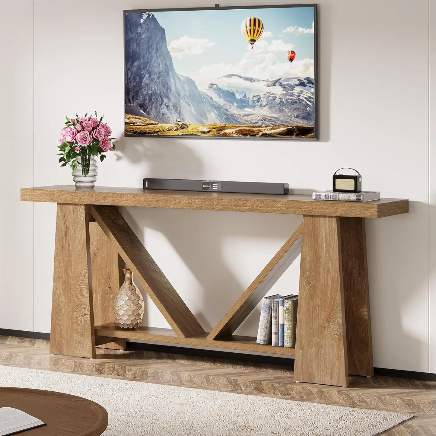 Extra Long Console Table Farmhouse Narrow Sofa Table for Living Room