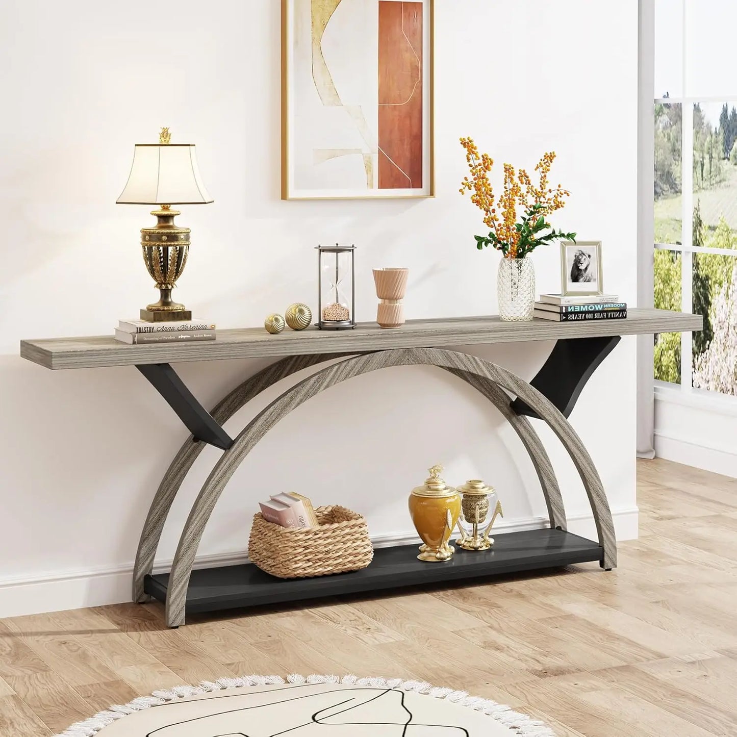 70.87" Console Table Narrow Entryway Table Rustic Sofa Table