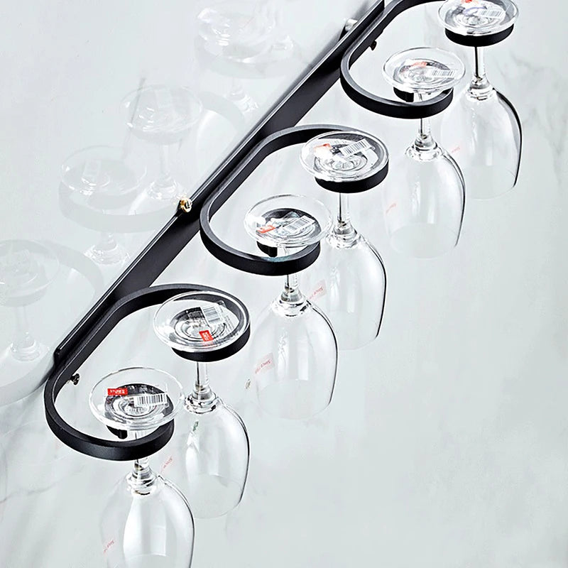 Wall-mounted Wine Glass Holder Space Aluminum Creative Goblet Storage Rack