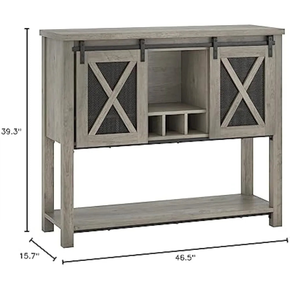 Farmhouse Buffet Storage Cabinet with Wine Glass Rack Bar Cabinet