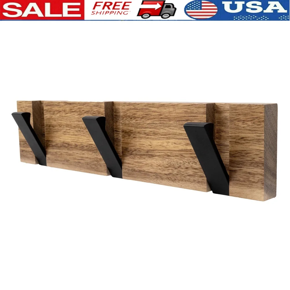 12 Inch Collapsible Wood Metal Hookboard Rustic Storage Solution Hooks