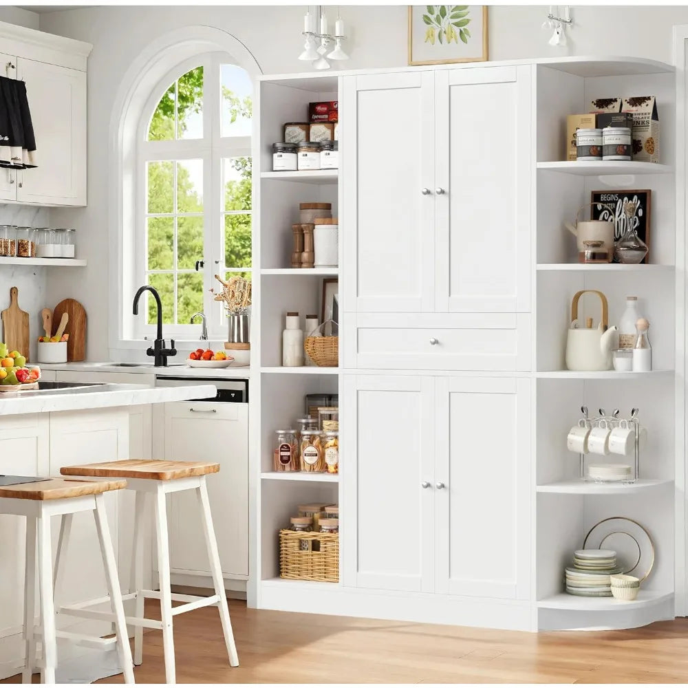 71 Inch Tall Pantry Cabinet Storage Buffet Sideboard with Drawer and Shelves
